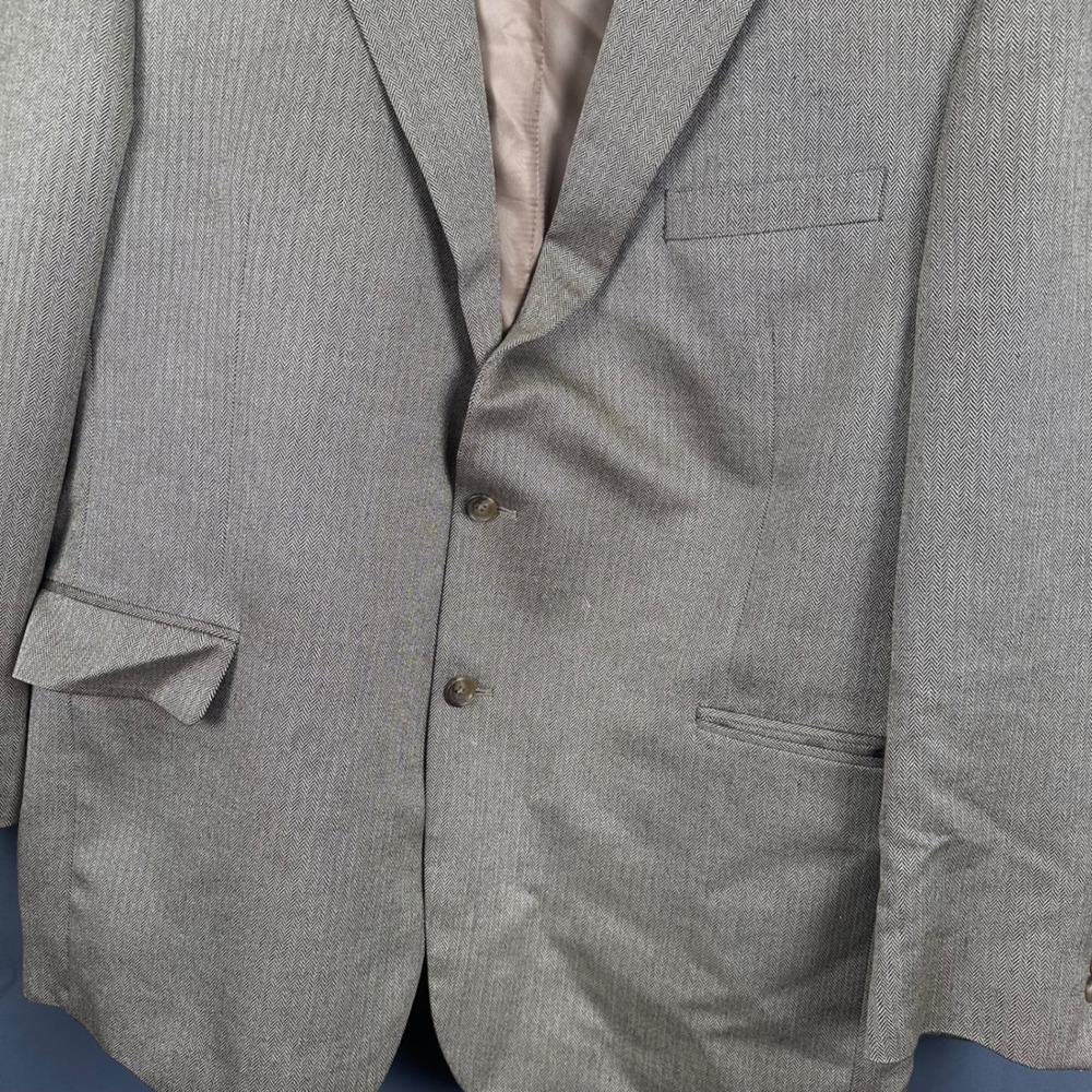 Jos. A. Bank Signature Collection 46R Blazer Tan Grey Herringbone Sport Coat - Picture 8 of 12
